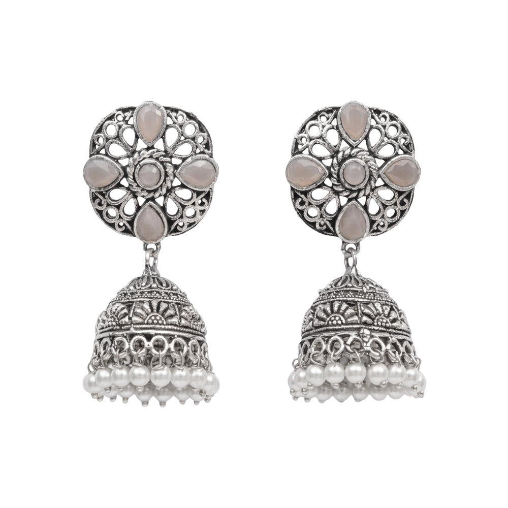 Curv & Swirl jhumka earring (Grey)