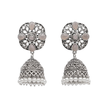 Curv & Swirl jhumka earring (Grey)