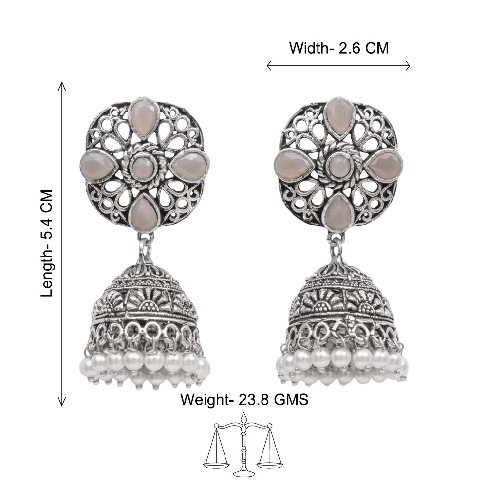 Curv & Swirl jhumka earring (Grey)