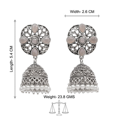 Curv & Swirl jhumka earring (Grey)
