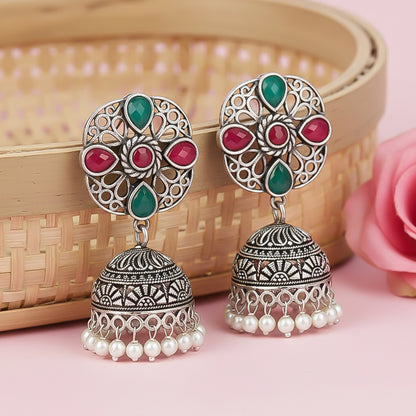 Curv & Swirl jhumka earring (Multicolored)