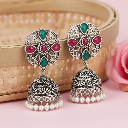 Curv & Swirl jhumka earring (Multicolored)