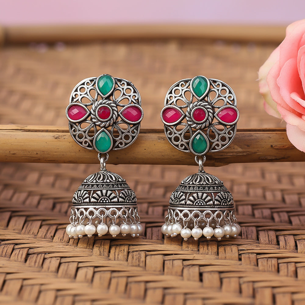 Curv & Swirl jhumka earring (Multicolored)