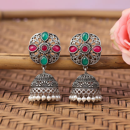 Curv & Swirl jhumka earring (Multicolored)