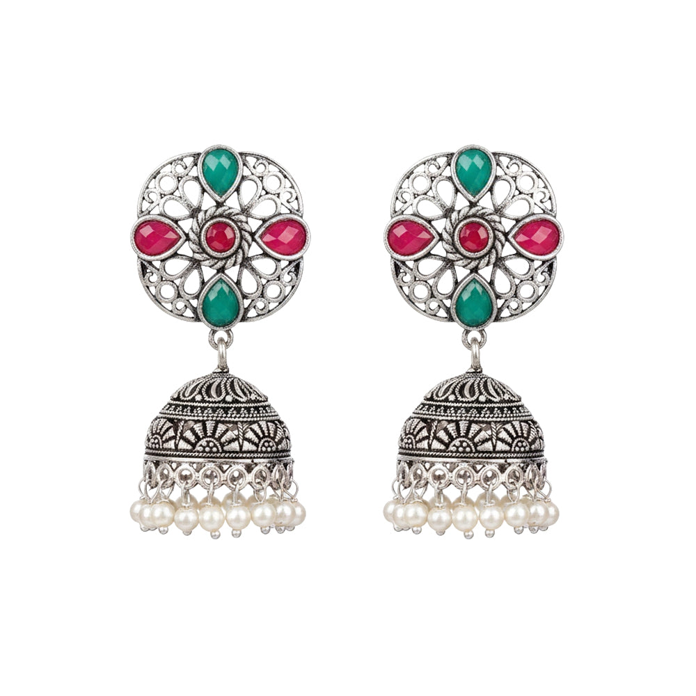 Curv & Swirl jhumka earring (Multicolored)