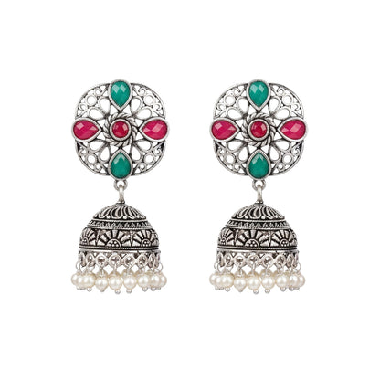 Curv & Swirl jhumka earring (Multicolored)