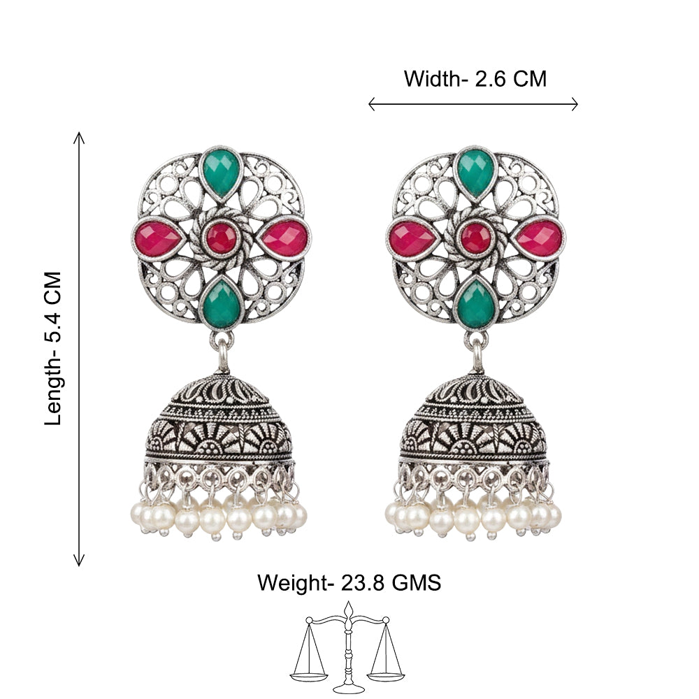 Curv & Swirl jhumka earring (Multicolored)
