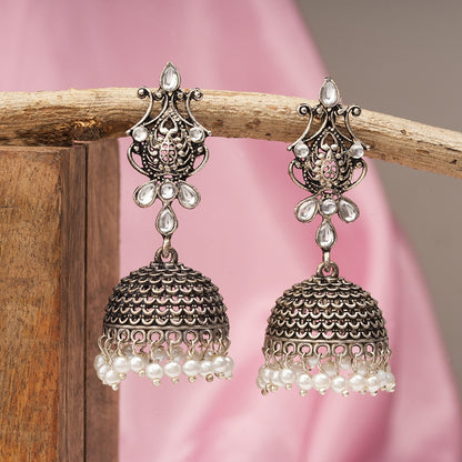 Sapphire Seher pearl jhumka earrings (White)