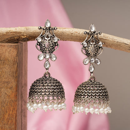 Sapphire Seher pearl jhumka earrings (White)
