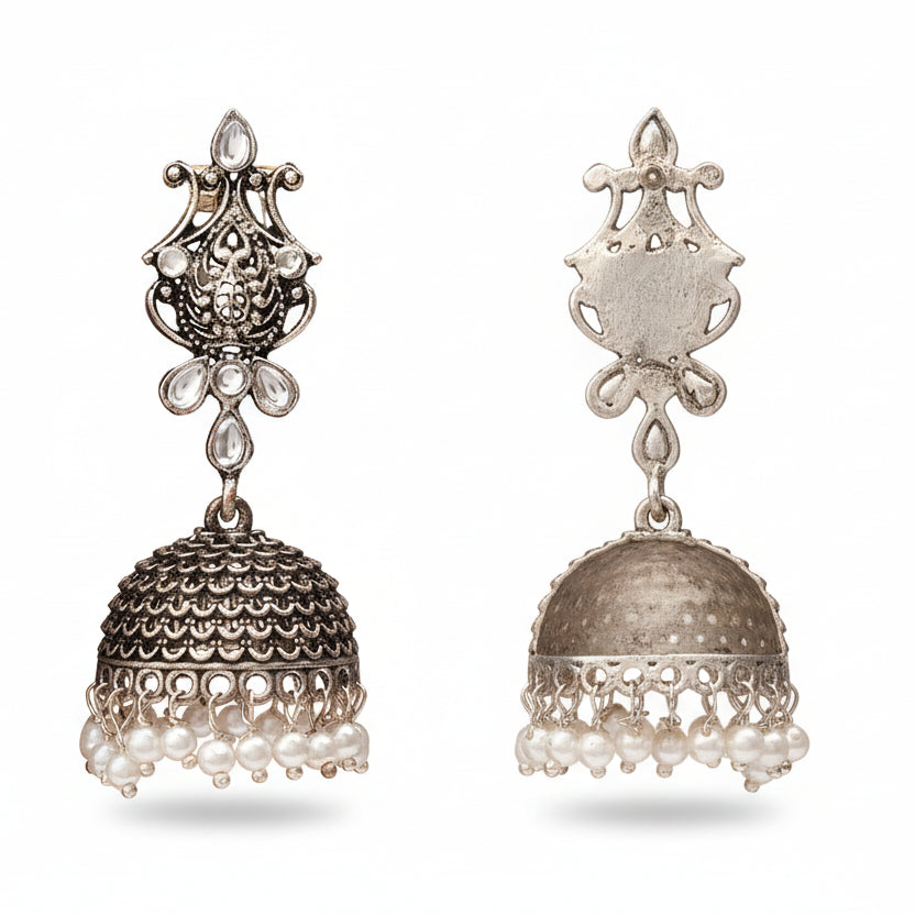 Sapphire Seher pearl jhumka earrings (White)