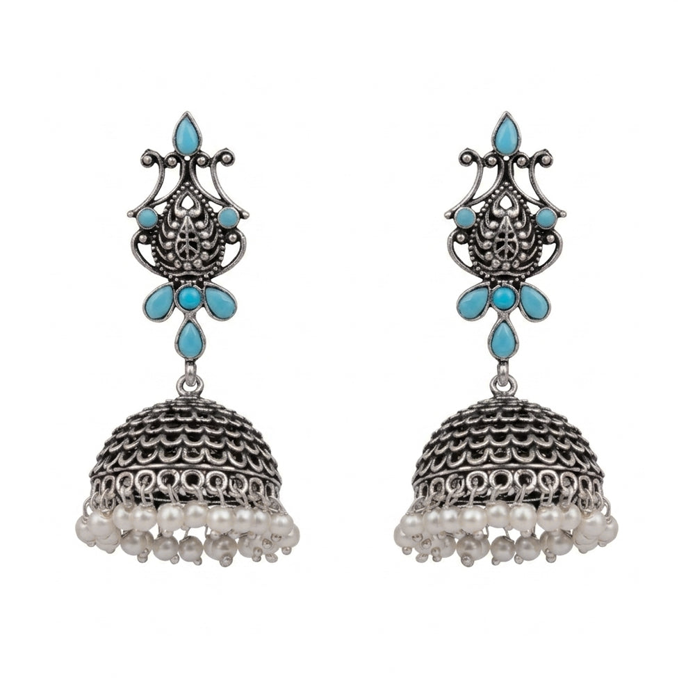 Sapphire Seher pearl jhumka earrings (Sky Blue)