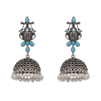 Sapphire Seher pearl jhumka earrings (Sky Blue)