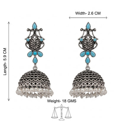 Sapphire Seher pearl jhumka earrings (Sky Blue)
