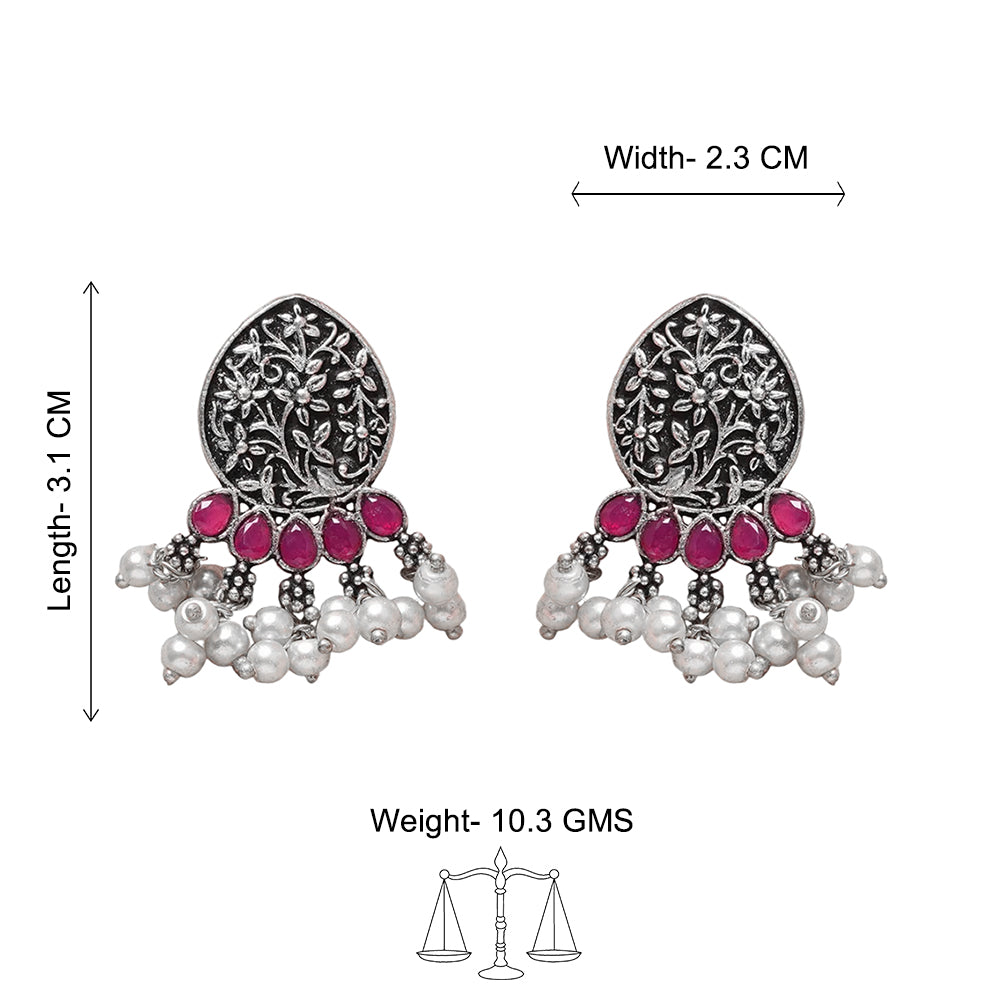 Peacock glow stone studded dangler & Zari carving drop stud earring Combo set