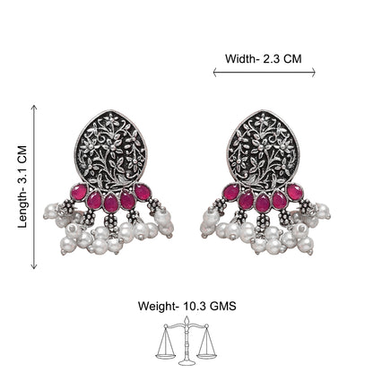 Peacock glow stone studded dangler & Zari carving drop stud earring Combo set