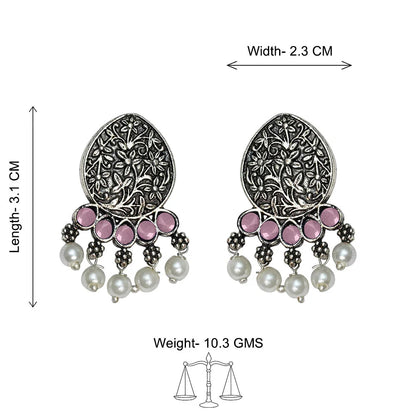 Peacock glow stone studded dangler & Zari carving drop stud earring Combo set