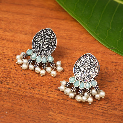 Zari carving drop stud earring (Mint)