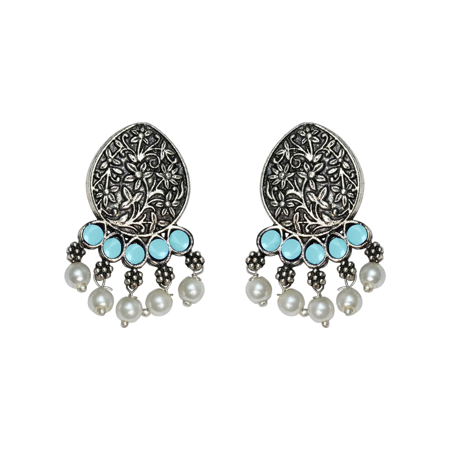 Zari carving drop stud earring (Mint)