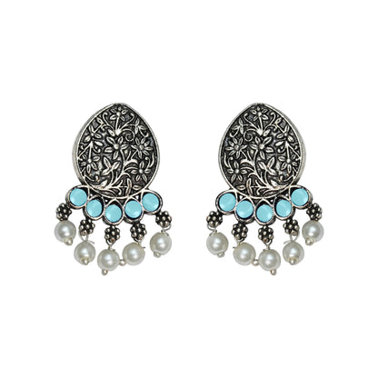 Zari carving drop stud earring (Mint)