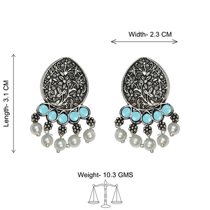 Zari carving drop stud earring (Mint)