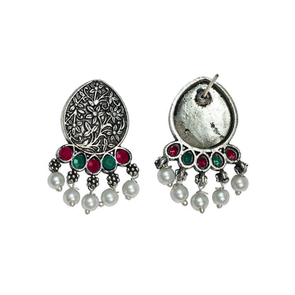 Zari carving drop stud earring (Multicolored)