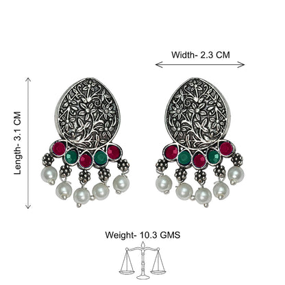 Zari carving drop stud earring (Multicolored)