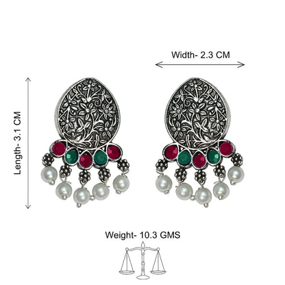 Peacock glow stone studded dangler & Zari carving drop stud earring Combo set