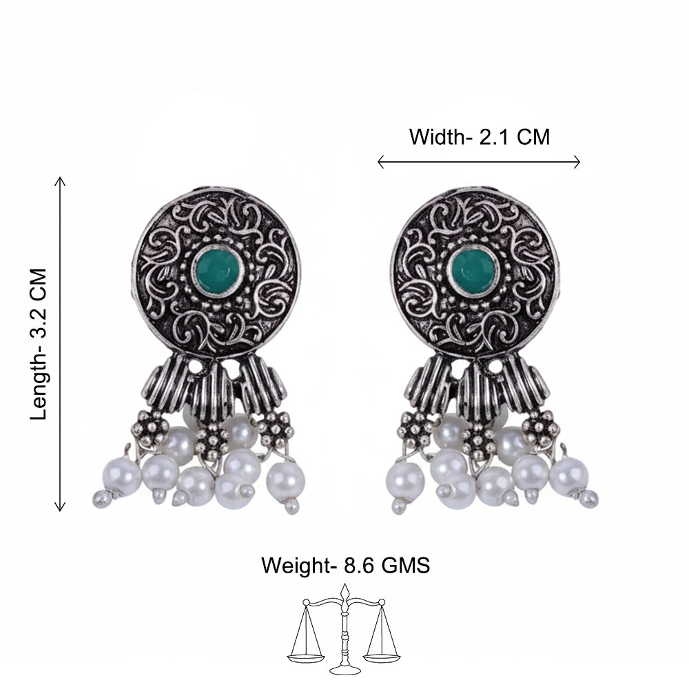 Button rays stud earring (Green)