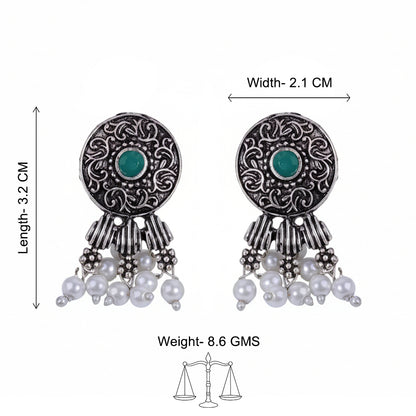 Button rays stud earring (Green)