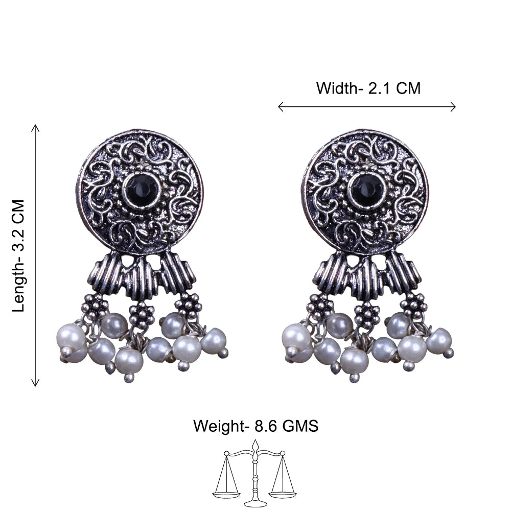 Peacock glow stone studded dangler & Button rays stud earring Combo set