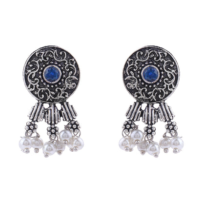 Button rays stud earring (Blue)