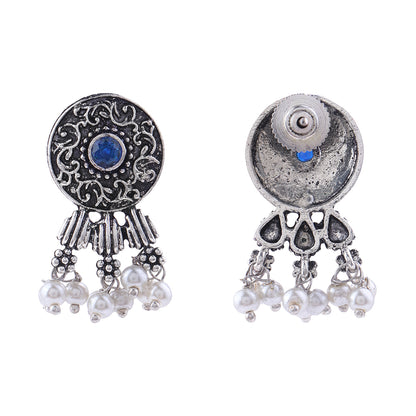 Button rays stud earring (Blue)