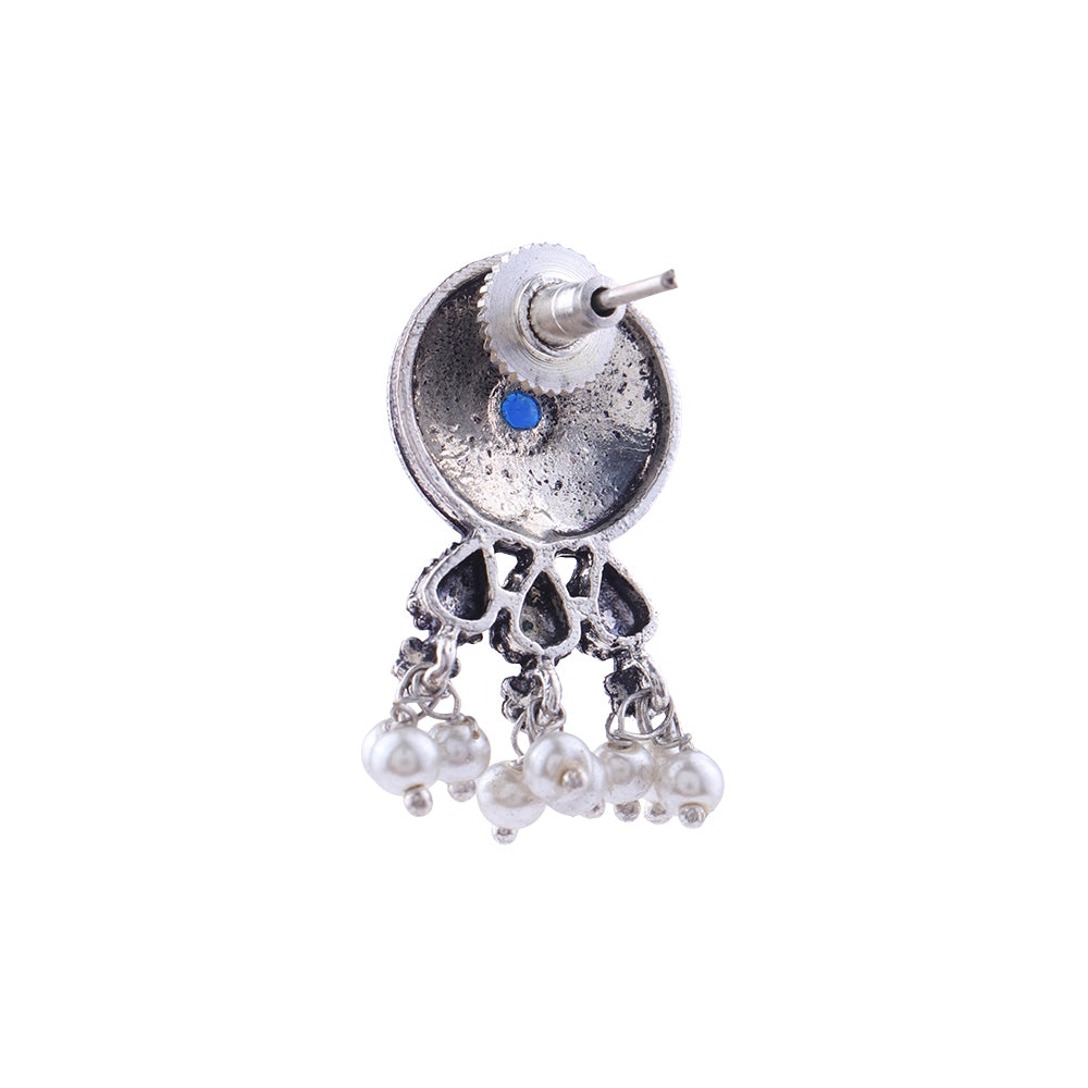 Button rays stud earring (Blue)