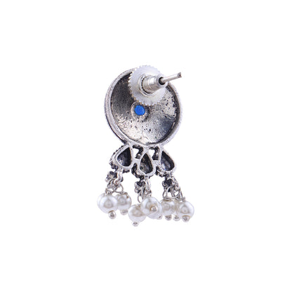 Button rays stud earring (Blue)