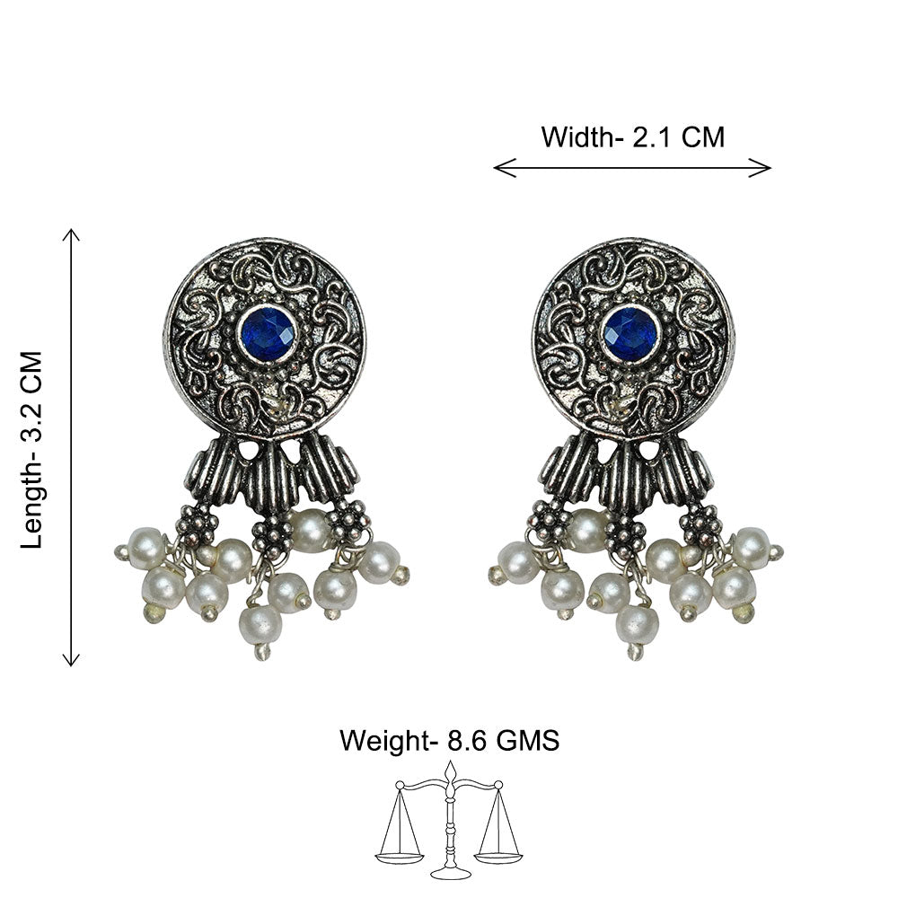 Button rays stud earring (Blue)