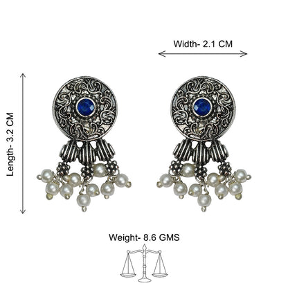 Button rays stud earring (Blue)