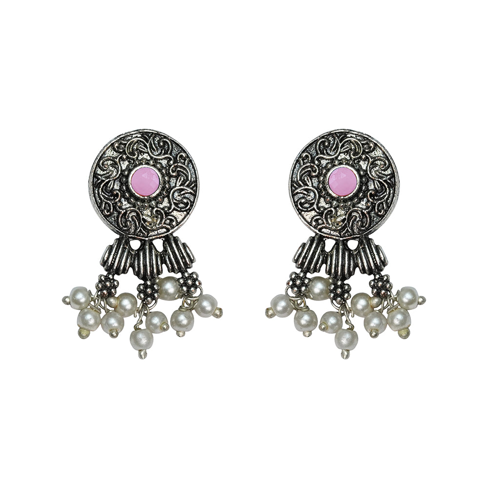 Button rays stud earring (Baby Pink)