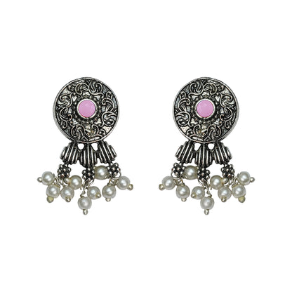 Button rays stud earring (Baby Pink)