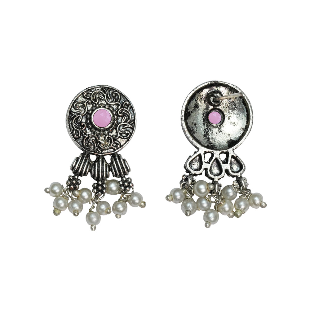 Button rays stud earring (Baby Pink)