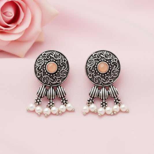 Button rays stud earring (Light Orange)