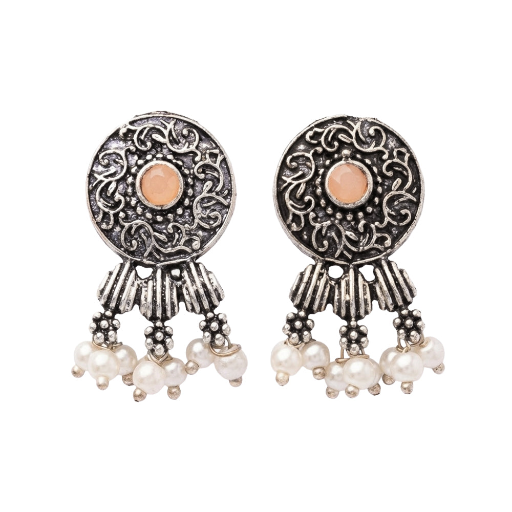 Button rays stud earring (Light Orange)