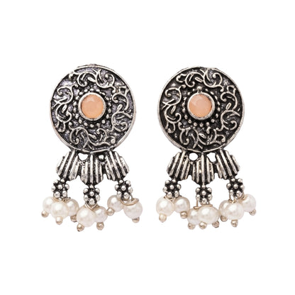 Button rays stud earring (Light Orange)