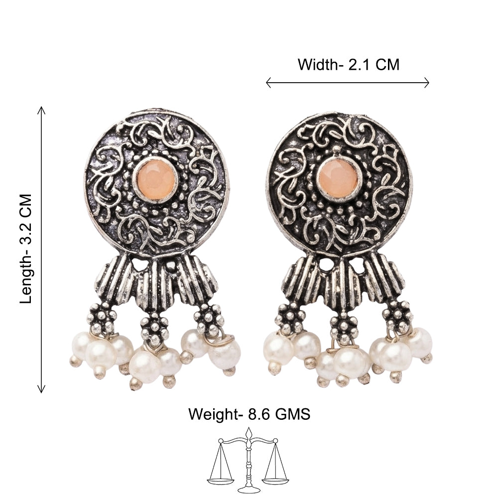Button rays stud earring (Light Orange)