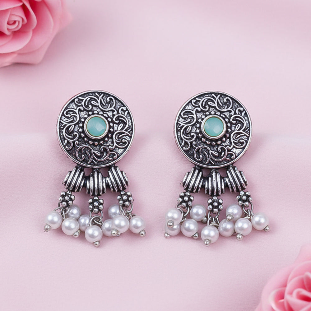 Button rays stud earring (Mint)