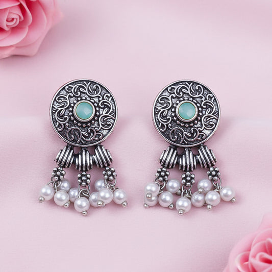 Button rays stud earring (Mint)