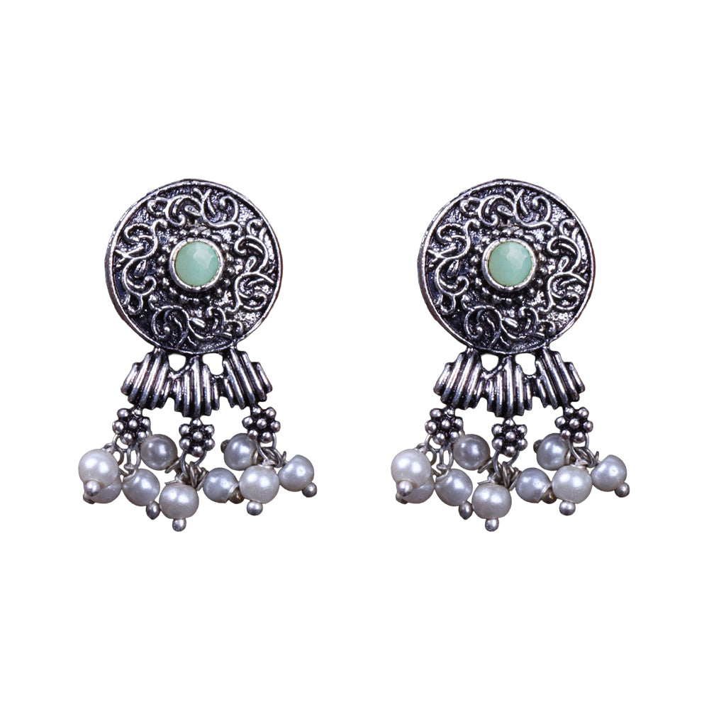 Button rays stud earring (Mint)