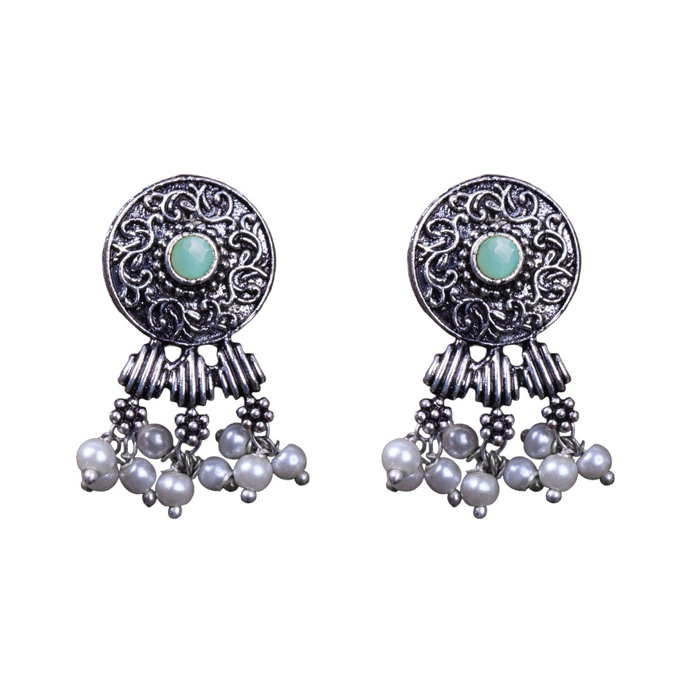 Button rays stud earring (Mint)