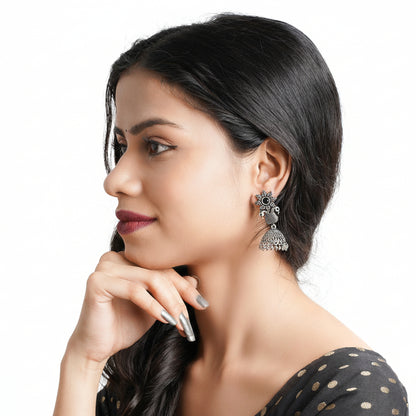 Fearless feathers jhumki earrings (Black)
