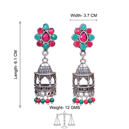 Floral Jharokha jhumki earrings (Multicolored)