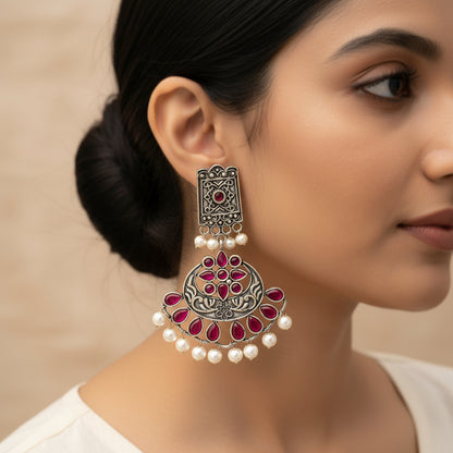 Charming Chandni Dangler earring (Red)